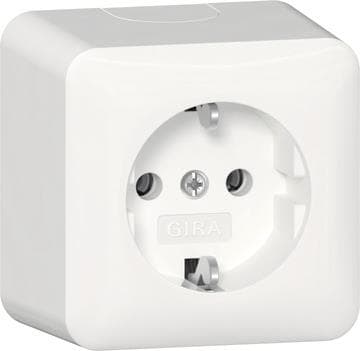 GIRA 444013 SCHUKO-Steckdose AP m.Montageplatte Reinweiß