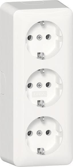 GIRA 478913 SCHUKO-Dreifachsteckdose AP m.Montageplatte Reinweiß