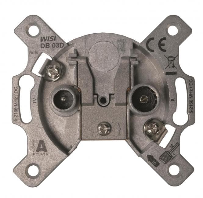 WISI Antennendose 2-Loch DB03D 5dB 5-2150MHz DC-Bypass f.SAT