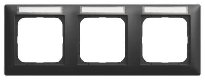 BJ Abdeckrahmen schwarz matt 1733 NS-915 m.Sichtfenster waagerecht 3-fach