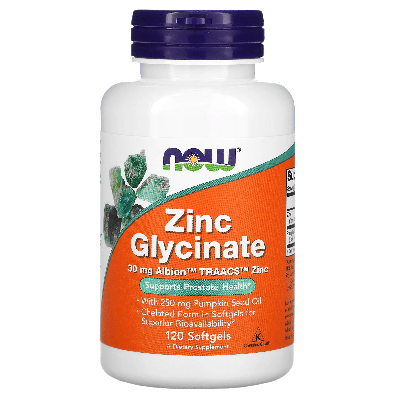 Minerały Cynk Now Foods Zinc Glycinate 120softgels