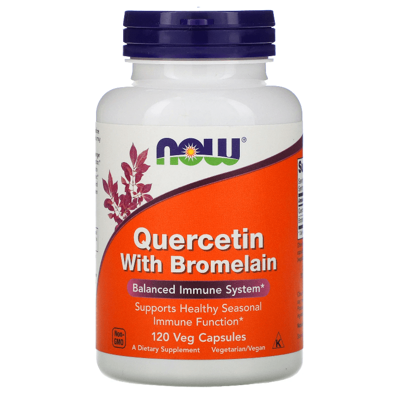 Wsparcie Odporności Kwercetyna Now Foods Quercetin with Bromelain 120vkaps