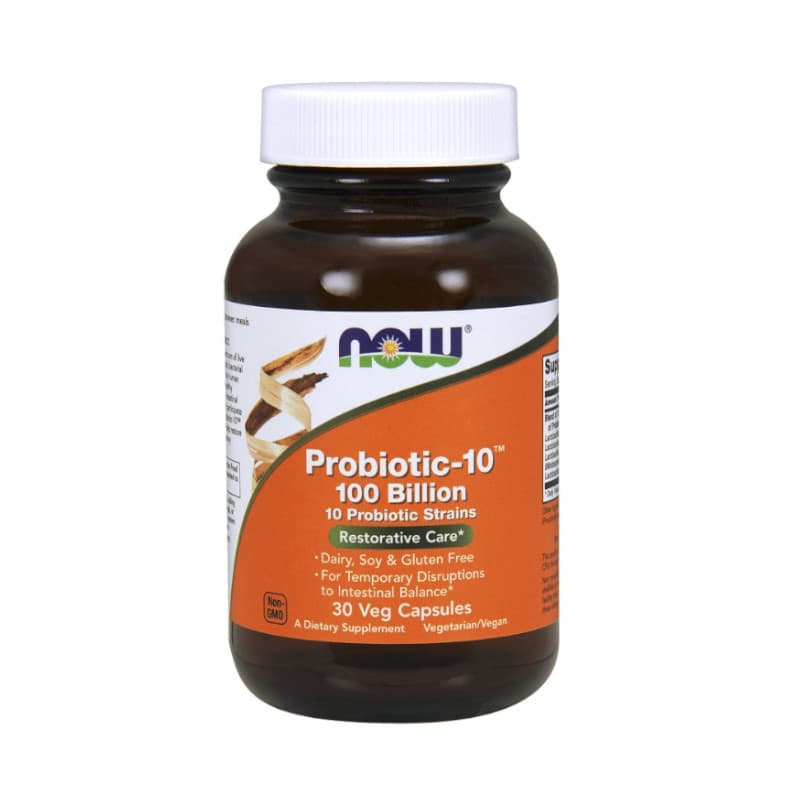 Prawidłowe Trawienie Probiotyki Now Foods Probiotic-10 100 Billion 30vkaps