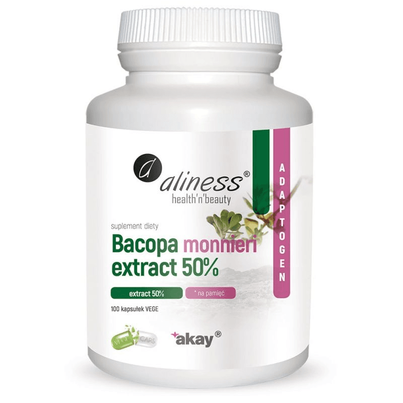 Adaptogeny Bakopa Drobnolistna Aliness Bacopa Monnieri Extract 50% 500mg 100kaps