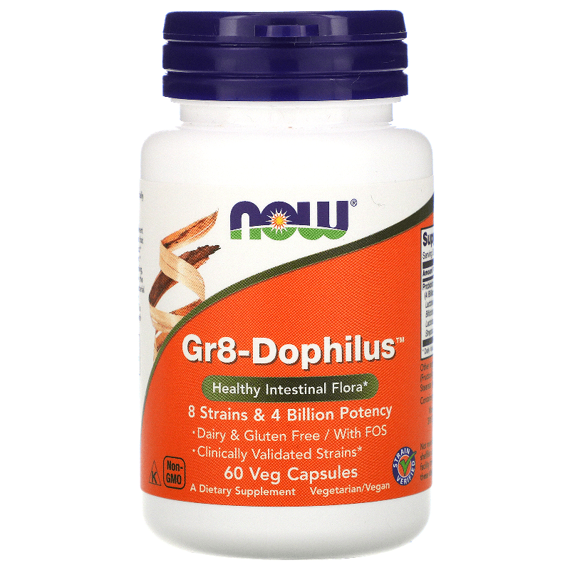Wsparcie Jelit Probiotyki Now Foods Gr8-Dophilus 60vkaps