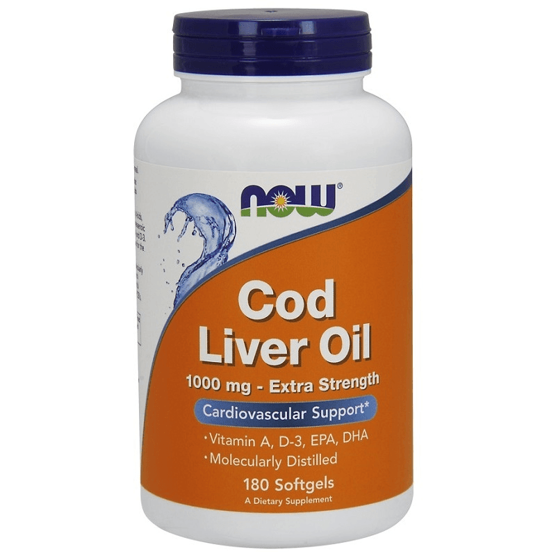 Kwasy Tłuszczowe Omega Now Foods Cod Liver Oil 1000mg 180softgels