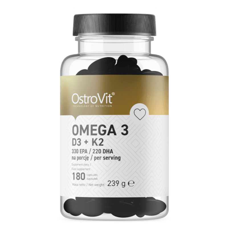Kwasy Tłuszczowe Omega Ostrovit Omega 3+ D3+ K2 180kaps