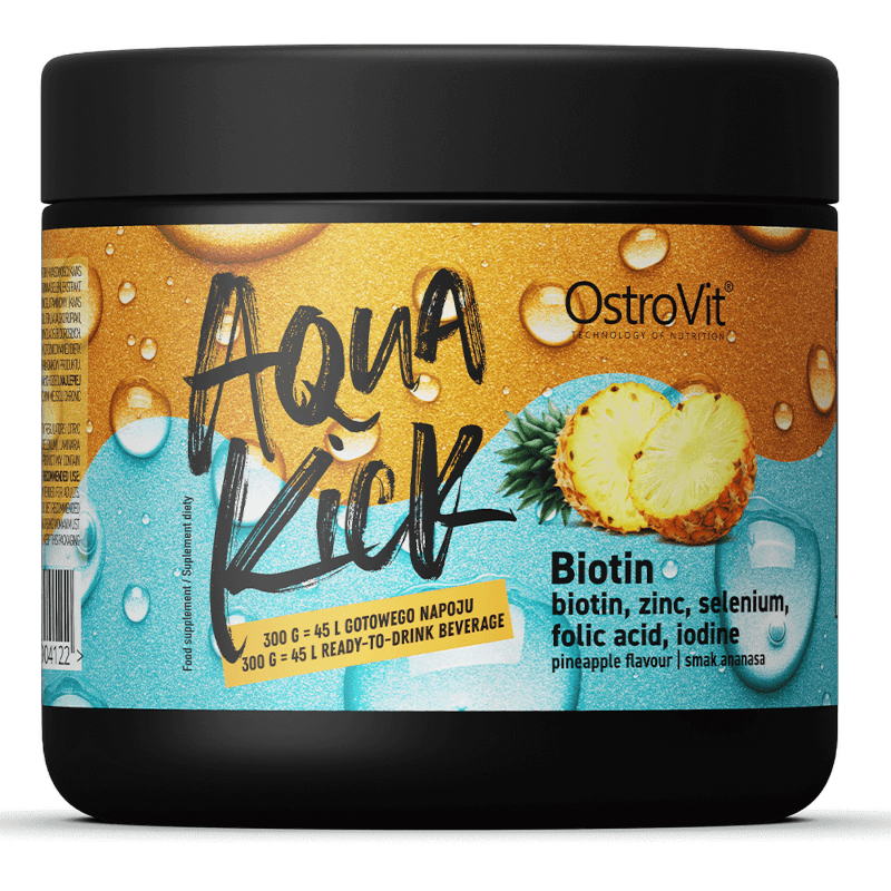 Wsparcie Włosów, Skóry, Paznokci Kompleks Ostrovit Aqua Kick Biotin 300g