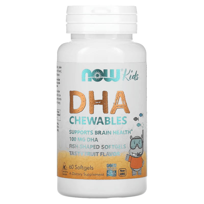 Kwasy Tłuszczowe dla Dzieci Now Foods DHA Kids Chewable 100mg 60softgels