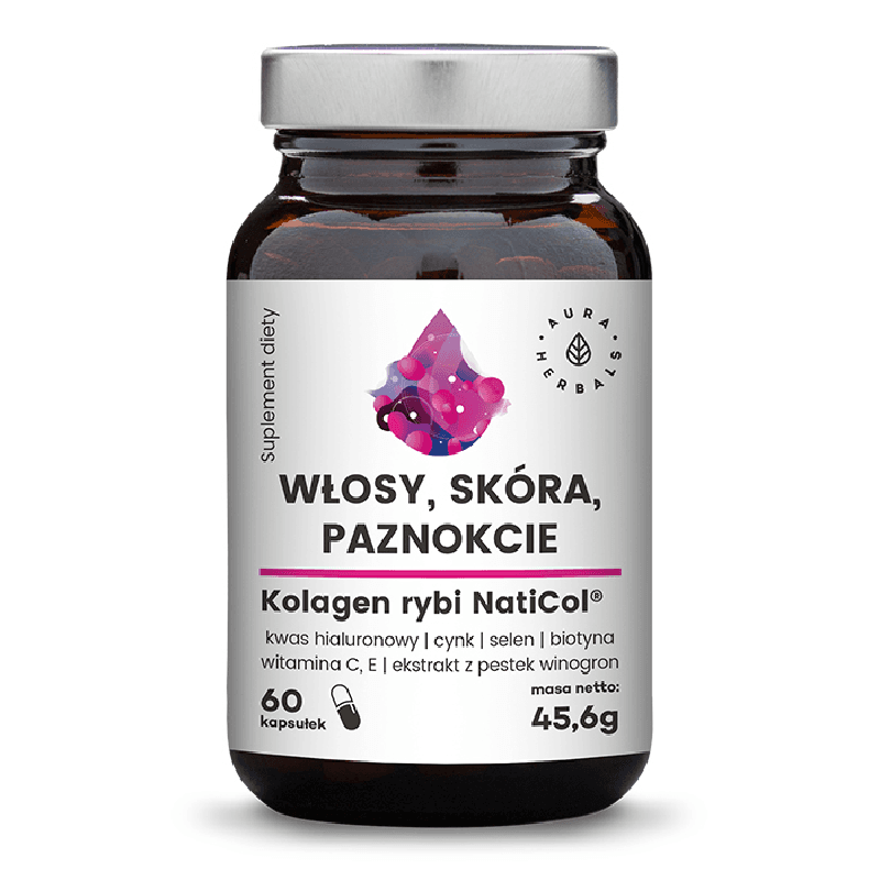 Wsparcie Włosów, Skóry, Paznokci Kompleks Aura Herbals Włosy Skóra Paznokcie 60kaps