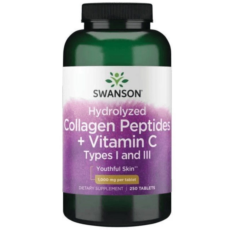 Regeneracja Stawów Kolagen + Vit C Swanson Hydrolizowany Kolagen Typ I/III + C 250tab