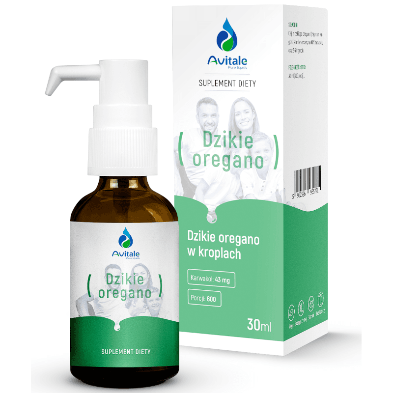 Wsparcie Odporności Olej z Oregano Avitale Olej z Oregano, 90% Karwakrolu 30ml