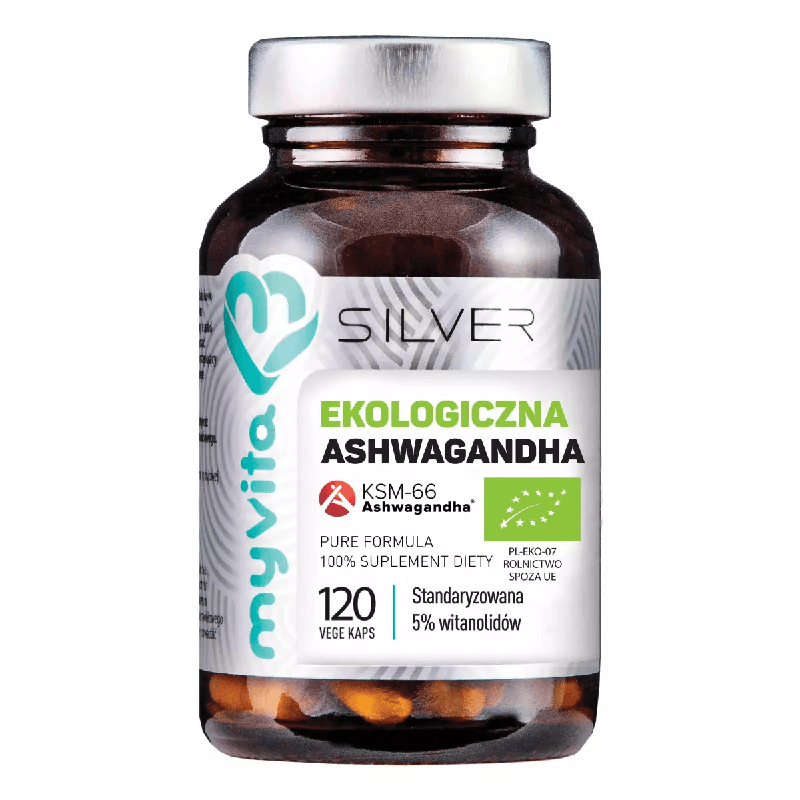 Adaptogeny Witania Ospała MyVita Silver Ekologiczna Ashwagandha KSM-66 120vkaps