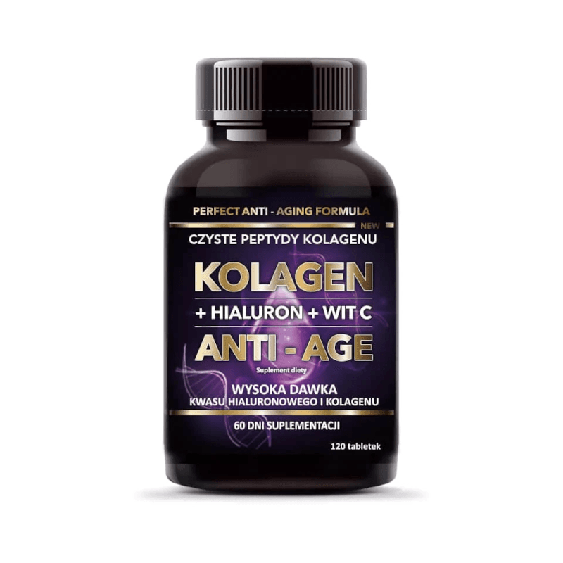 Wsparcie Włosów, Skóry, Paznokci Kompleks Intenson Kolagen Anti-Age + Hialuron + Wit C 120tab
