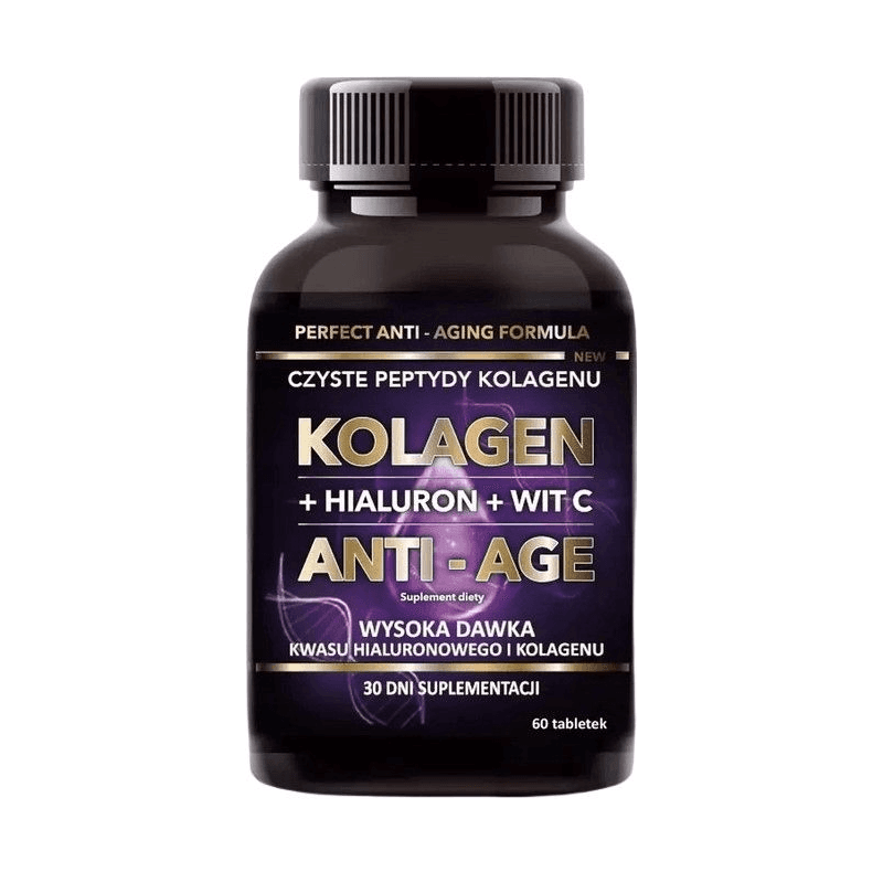 Wsparcie Włosów, Skóry, Paznokci Kompleks Intenson Kolagen Anti-Age + Hialuron + Wit C 60tab