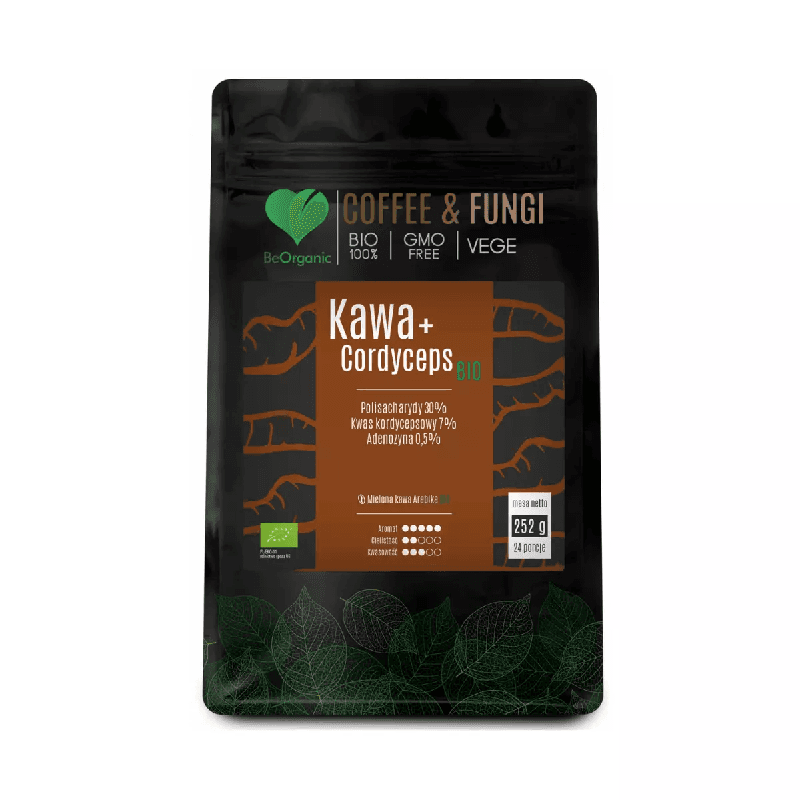 Zdrowa Żywność Kawa BeOrganic Kawa Arabica Mielona + Cordyceps Bio 252g