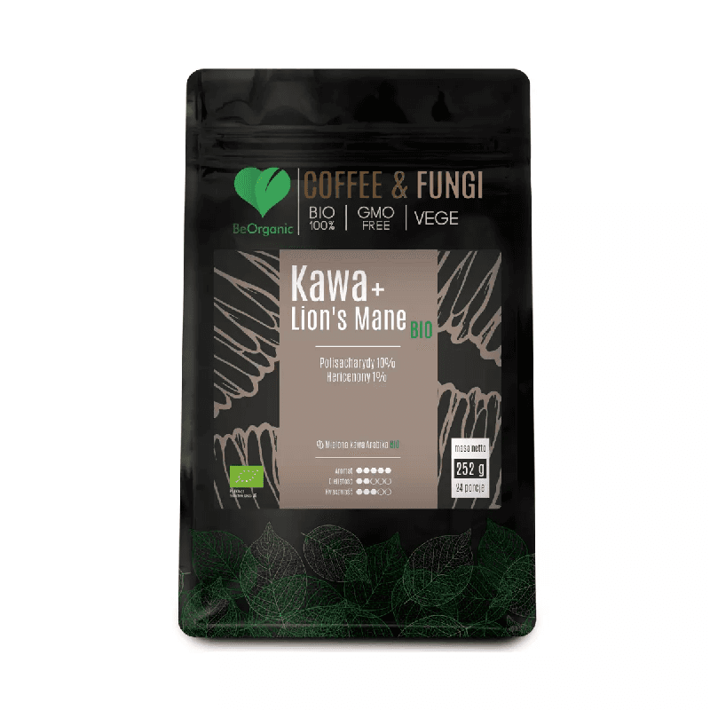 Zdrowa Żywność Kawa BeOrganic Kawa Arabica Mielona + Lion’s Mane BIO 252g