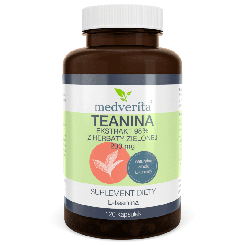 Aminokwasy Ekstrakt z Zielonej Herbaty MEDVERITA Teanina 200mg 120kaps