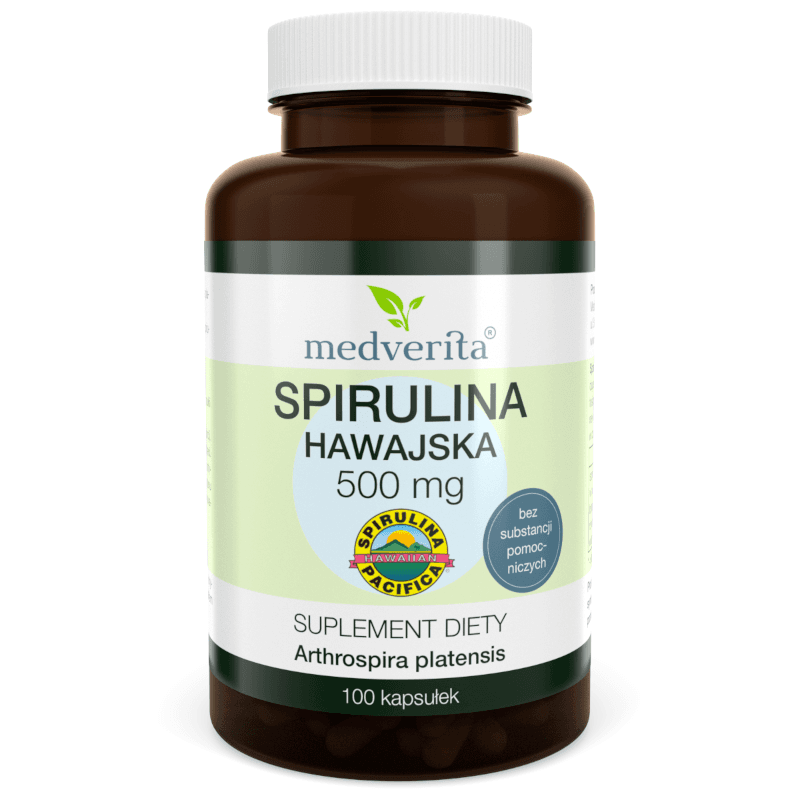 Trawienie Spirulina MEDVERITA Spirulina Hawajska Pacyfica 500mg 100kaps