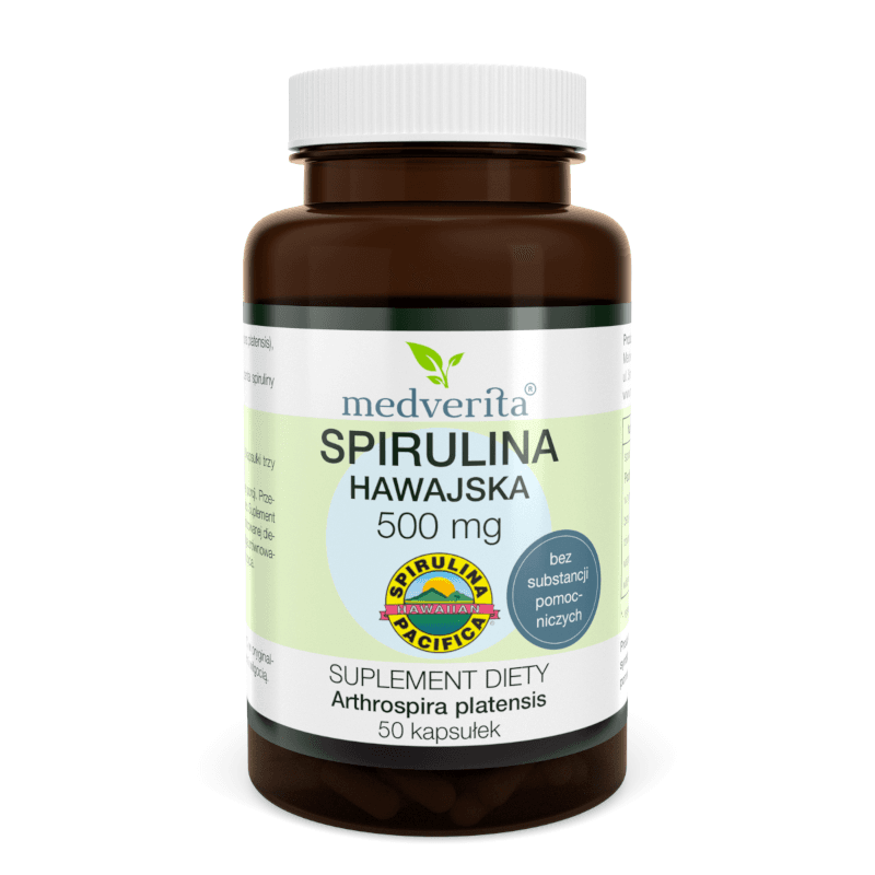 Trawienie Spirulina MEDVERITA Spirulina Hawajska Pacyfica 500mg 50kaps