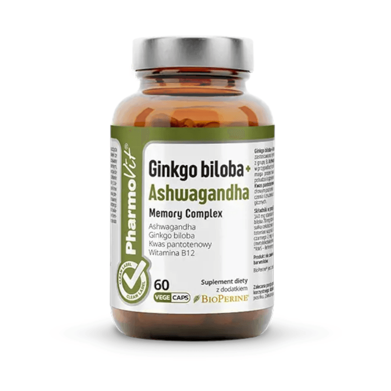 Adaptogeny Ginkgo Biloba + Ashwagandha Pharmovit Ginkgo Biloba + Ashwagandha 60kaps