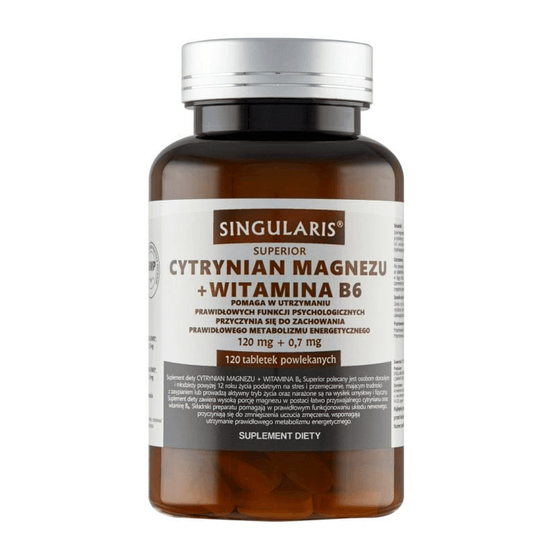 Witaminy i Minerały Magnez + Witamina B6 Singularis Cytrynian Magnezu + B6 120tab