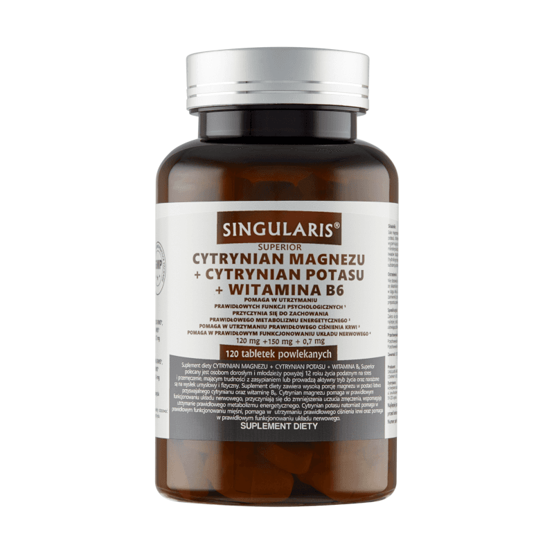 Witaminy i Minerały Kompleks Singularis Cytrynian Magnezu + Potas B6 120tab