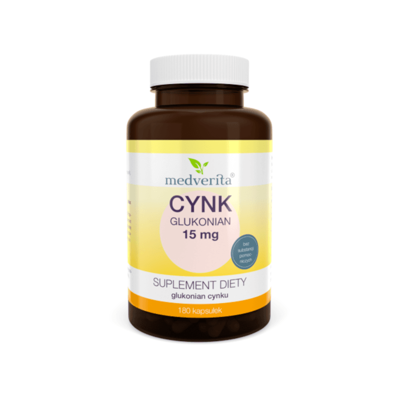 Minerały Medverita Cynk Glukonian 15mg 180kaps