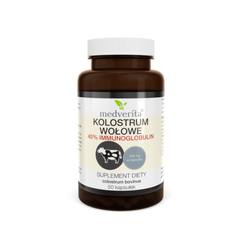 Wsparcie Odporności Kolostrum MEDVERITA Colostrum wołowe 40% immunoglobulin 50kaps