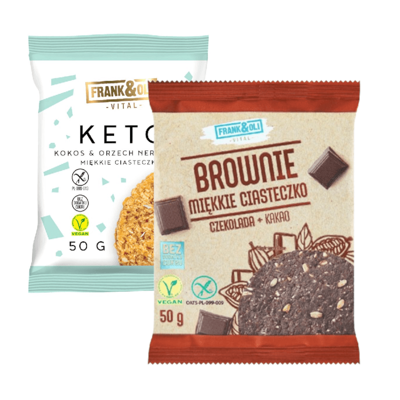Zestaw Frank&Oli Brownie Miękkie Ciasteczko + Keto Ciastko Kokos & Orzech Nerkowca 50g