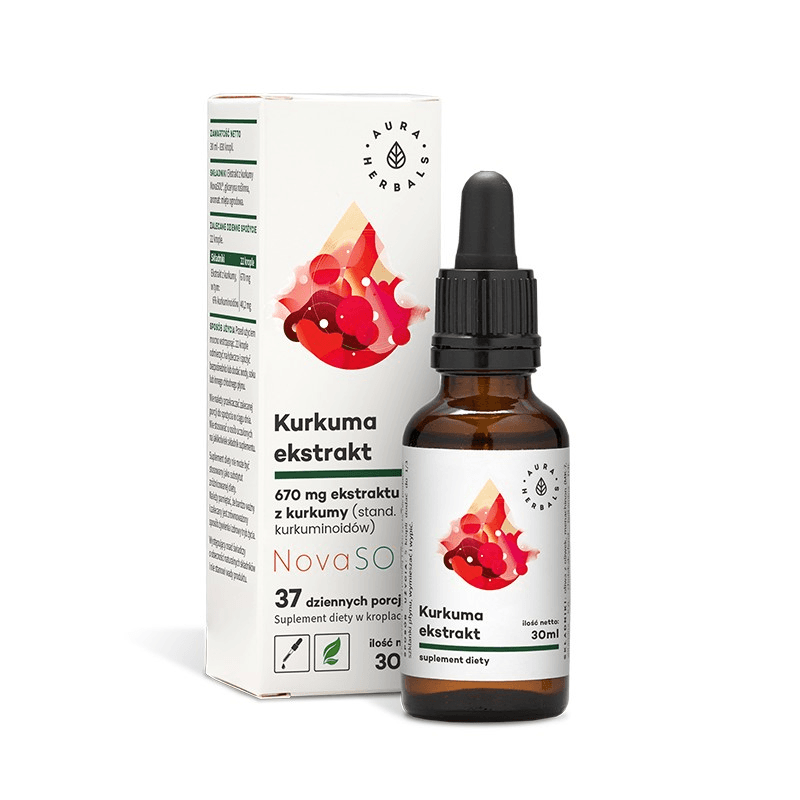 Prawidłowe Trawienie Kurkumina Aura Herbals Kurkuma ekstrakt Nova Sol 30ml