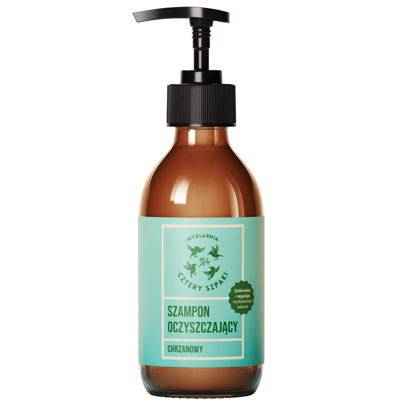 Kosmetyki Naturalne 4 Szpaki Szampon oczyszczający chrzanowy w płynie 300ml