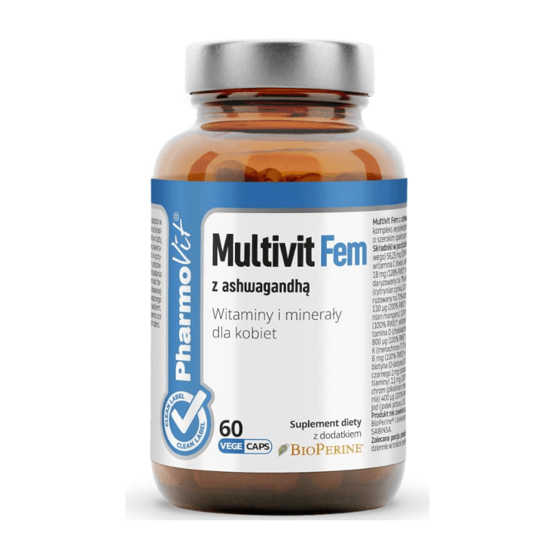 Multiwitaminy dla Kobiet Pharmovit Multivit Fem z ashwagandha 60kaps