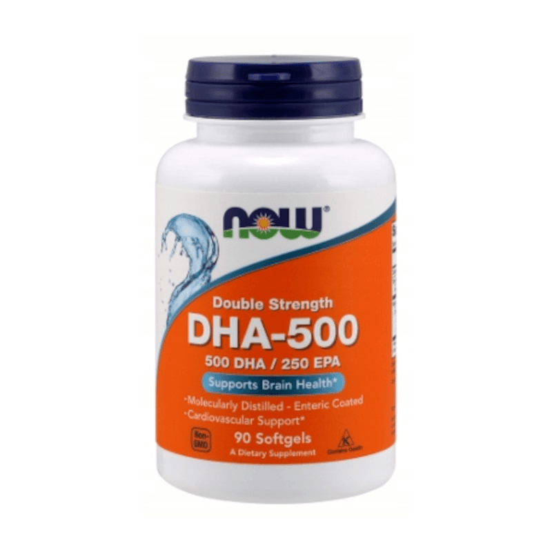 Kwasy Tłuszczowe Omega 3 NOW DHA-500, 500DHA/250 EPA 90 softgels
