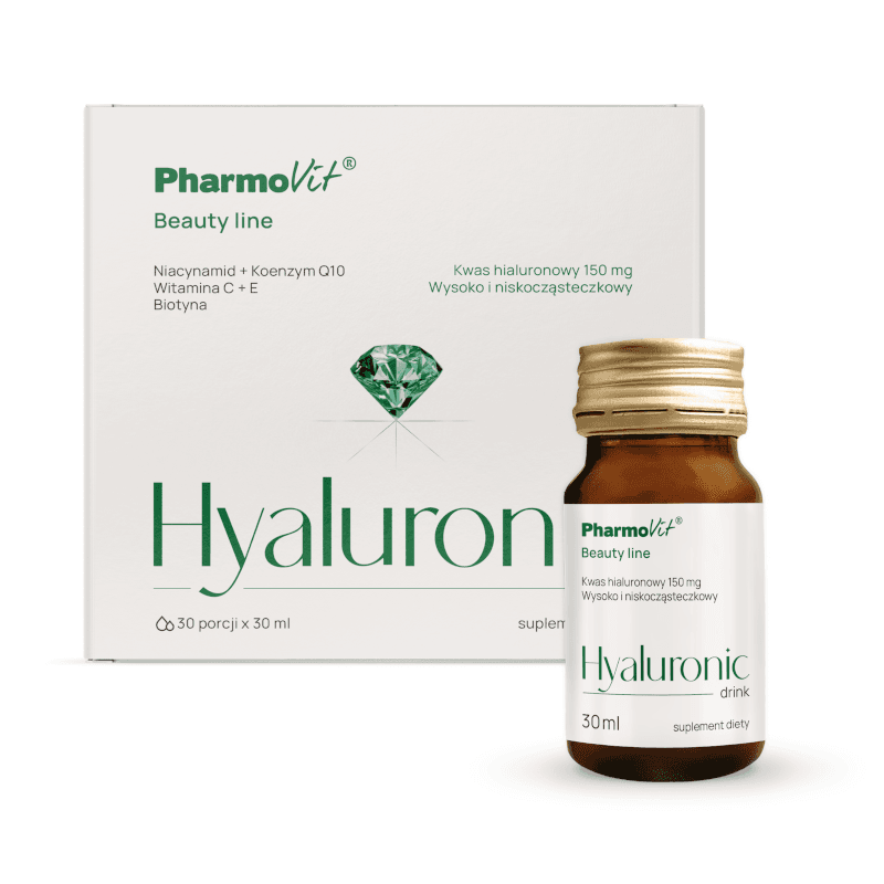 Wsparcie Włosów, Skóry, Paznokci Pharmovit Hyaluronic Drink Beauty Line 30szt.x30ml