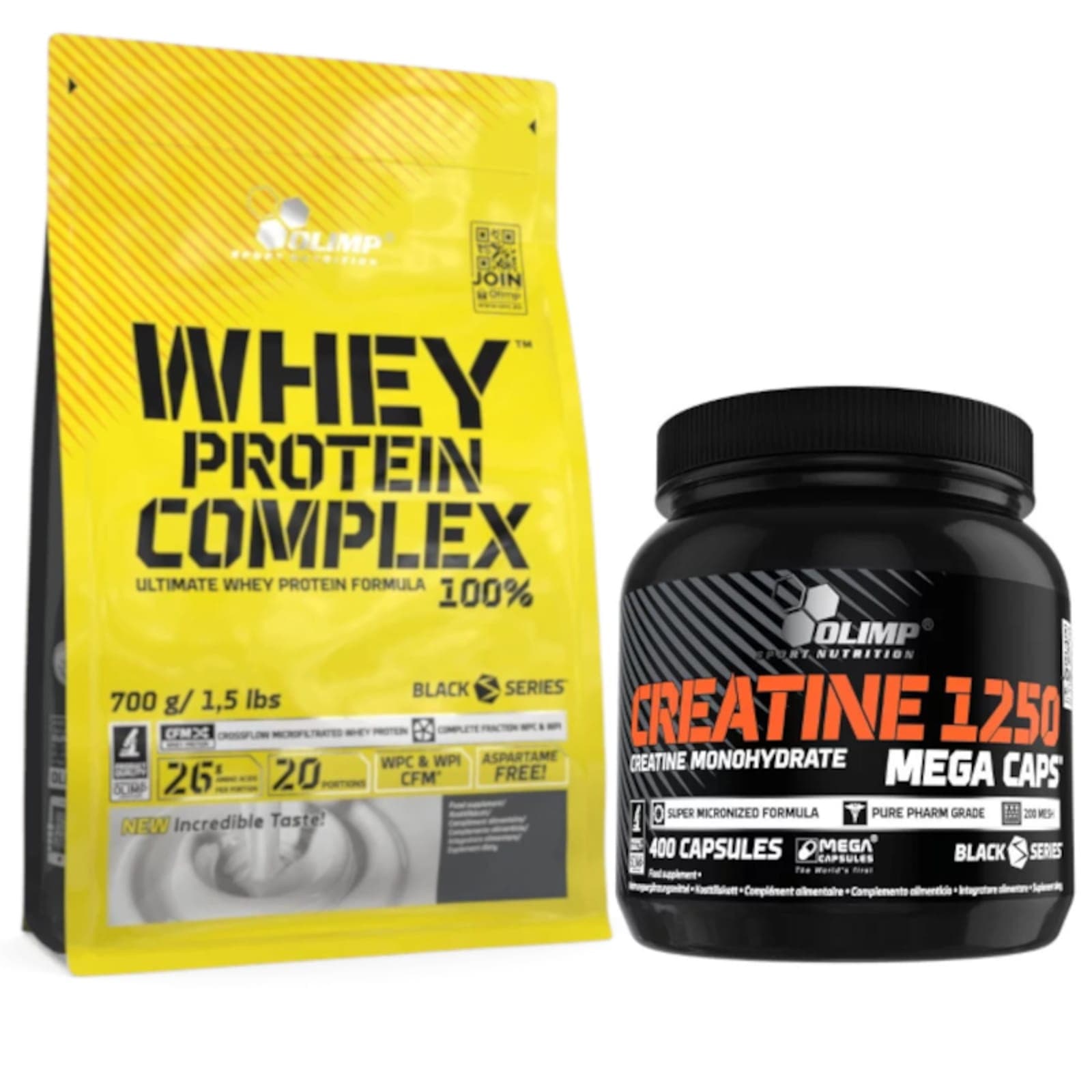 Zestaw Olimp Creatine 1250 Mega Caps 400kaps + Whey Protein Complex 700g