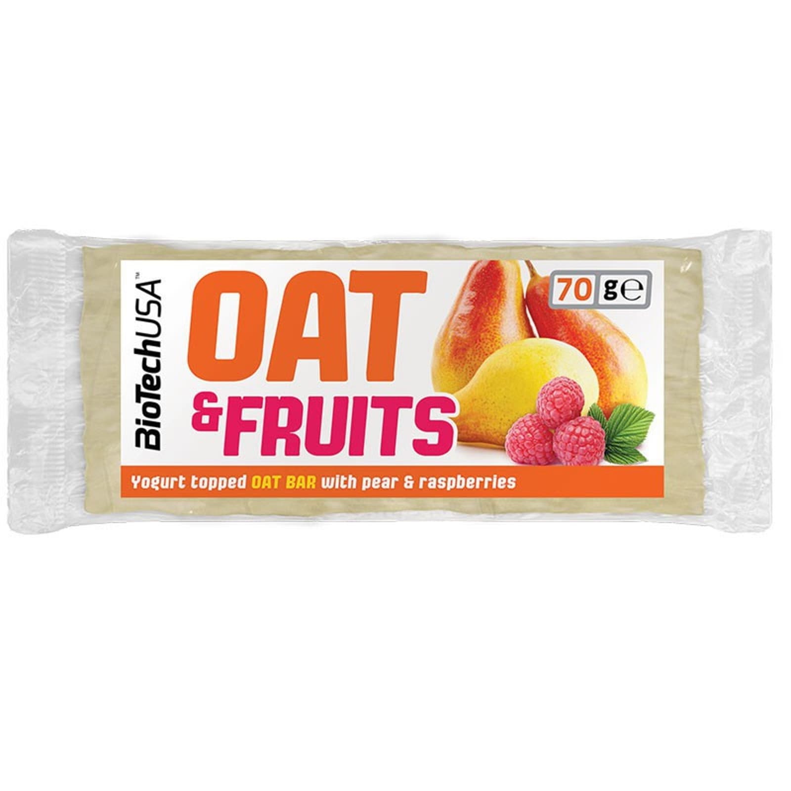 Baton Węglowodanowy Owsiany BioTechUSA Oat and Fruit Yogurt Pear Raspberry 70g