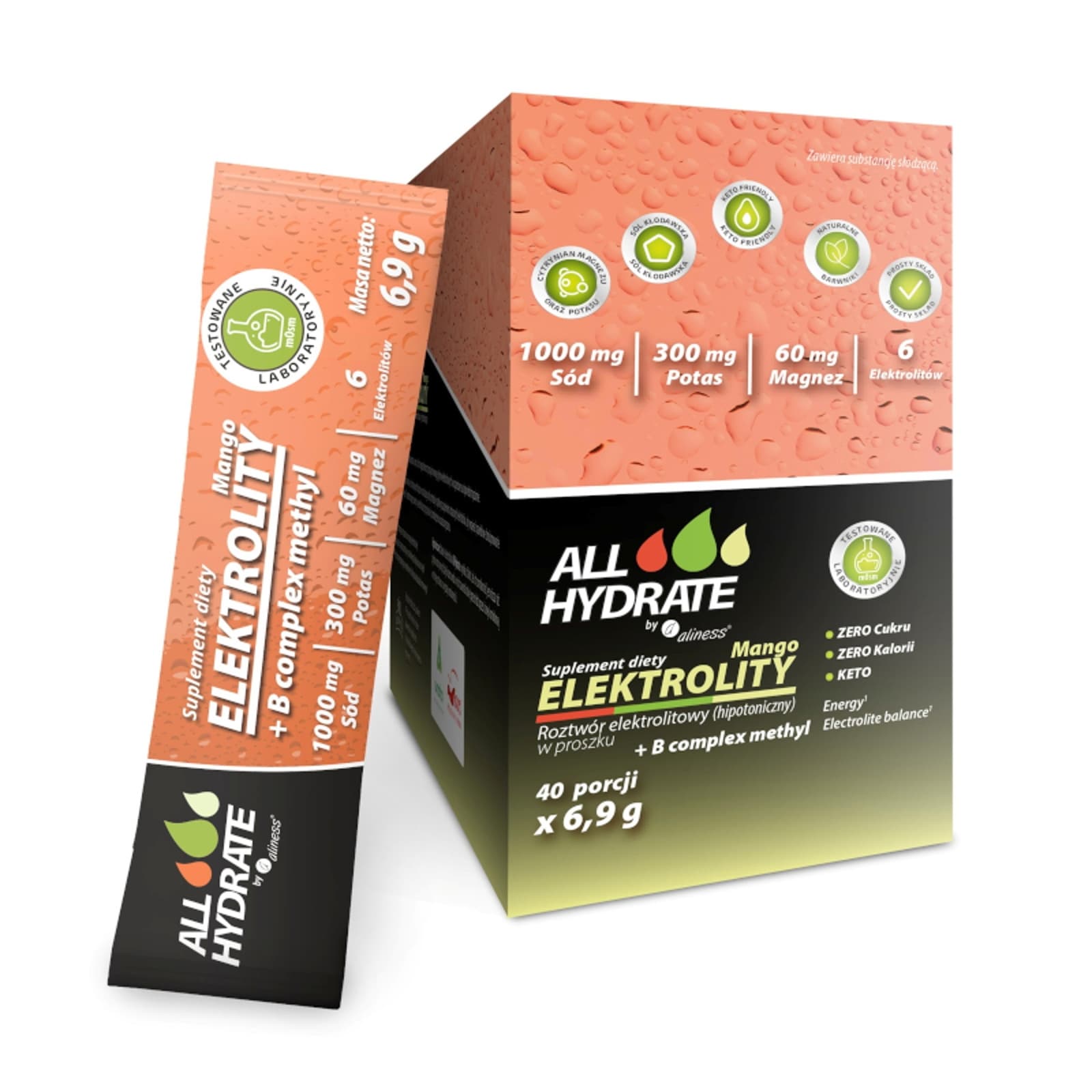 Elektrolity Aliness AllHydrate Elektrolity Stick Mango+ B complex 40sasz