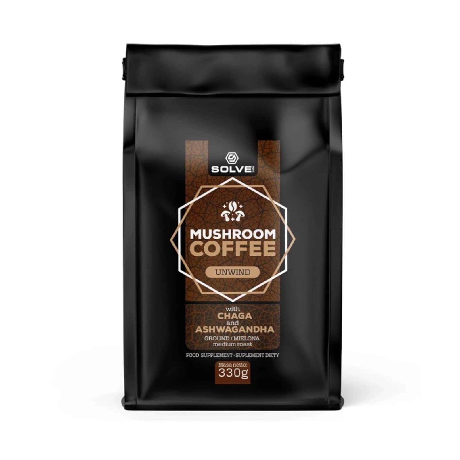 Zdrowa Żywność Kawa Solve Mushroom Coffee Chaga+Ashwagandha 330g