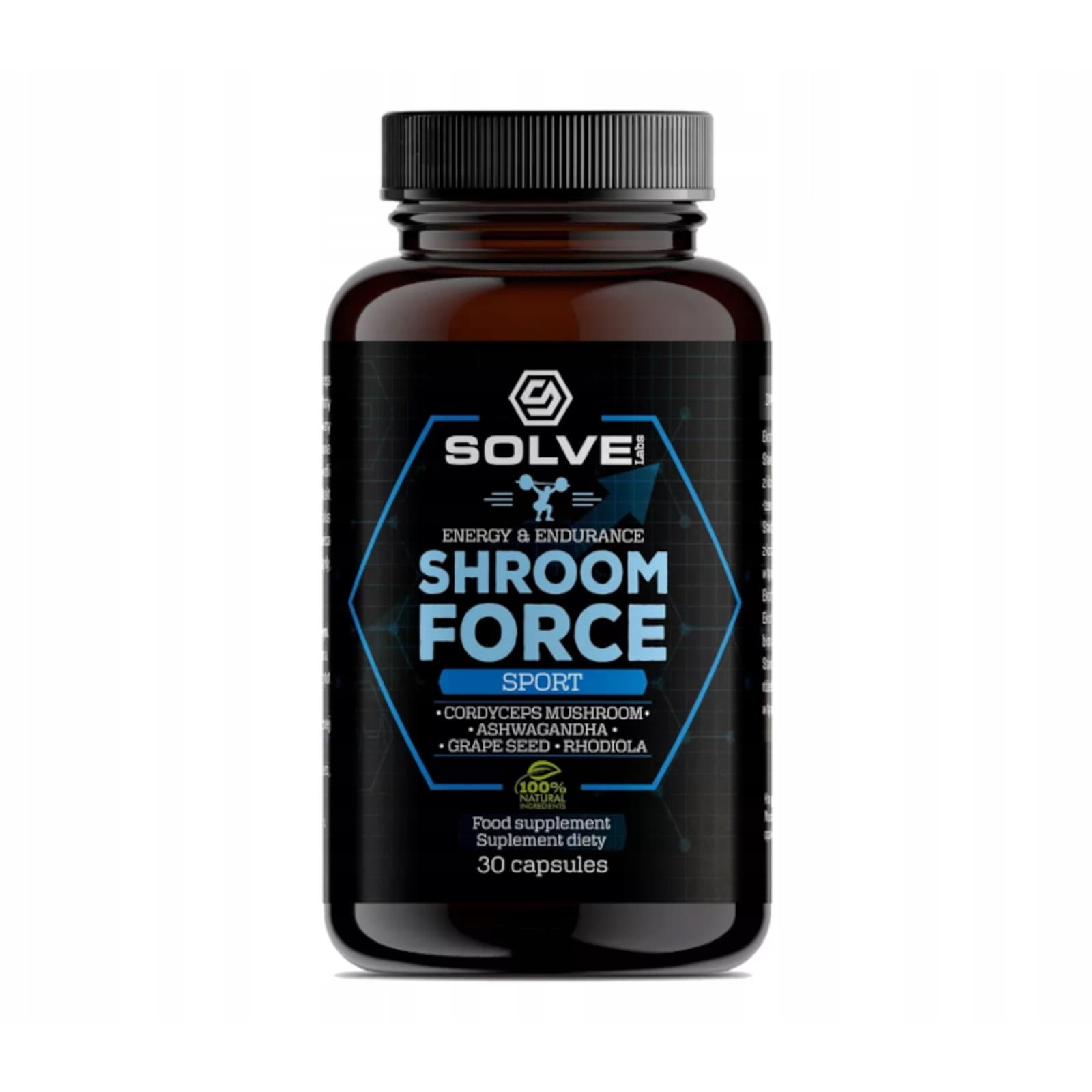 Adaptogeny przed Treningiem Solve Labs Shroom Force-Cordyceps ATP Pre-work 30kaps
