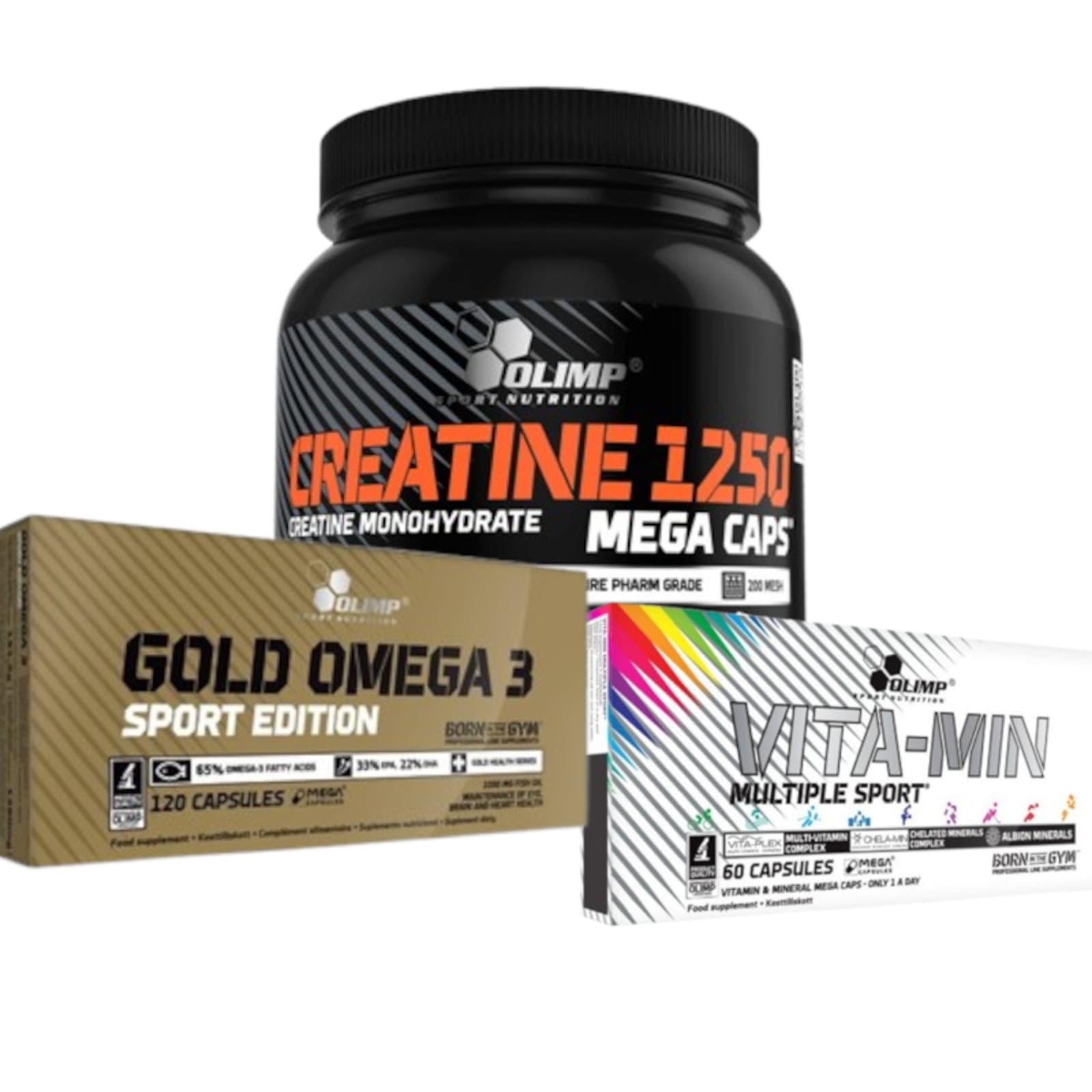 Zestaw Olimp Vita-Min 60kaps + Creatine 1250 400kaps + Gold Omega 3 120softgel