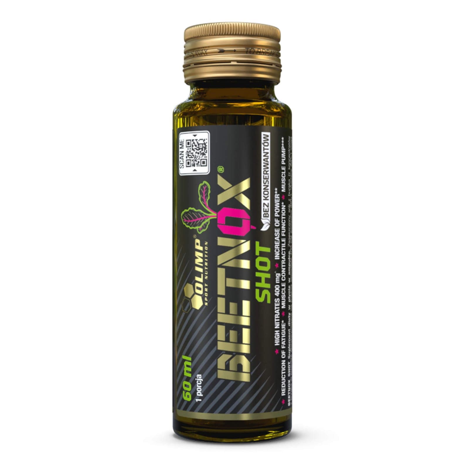 Shot Przedtreningowy Sok z Buraka Olimp Beetnox Shot Ampułka Szklana 60ml