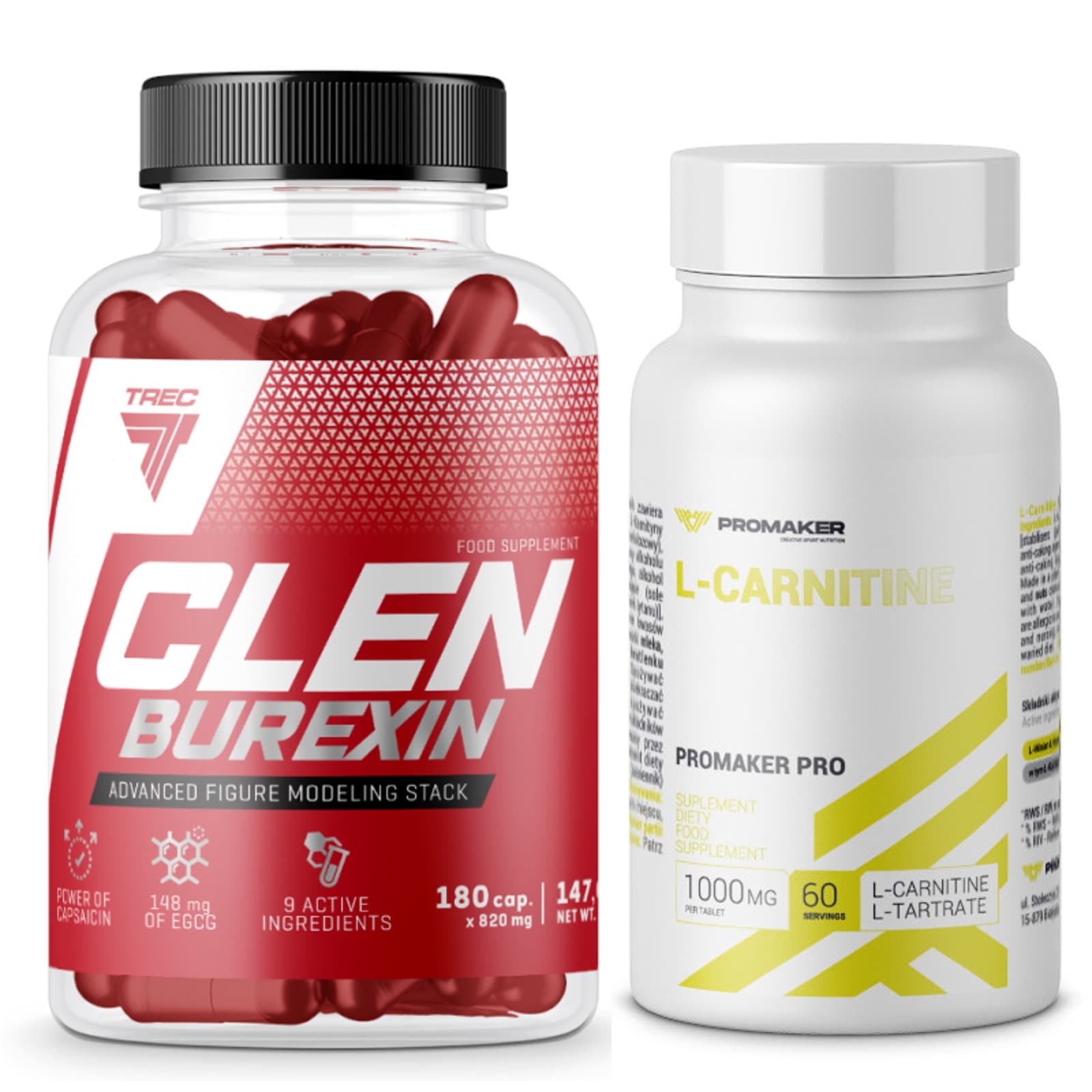 Zestaw na Redukcję Trec Clenburexin 180kaps + Promaker Gold L-Carnitine 60tab