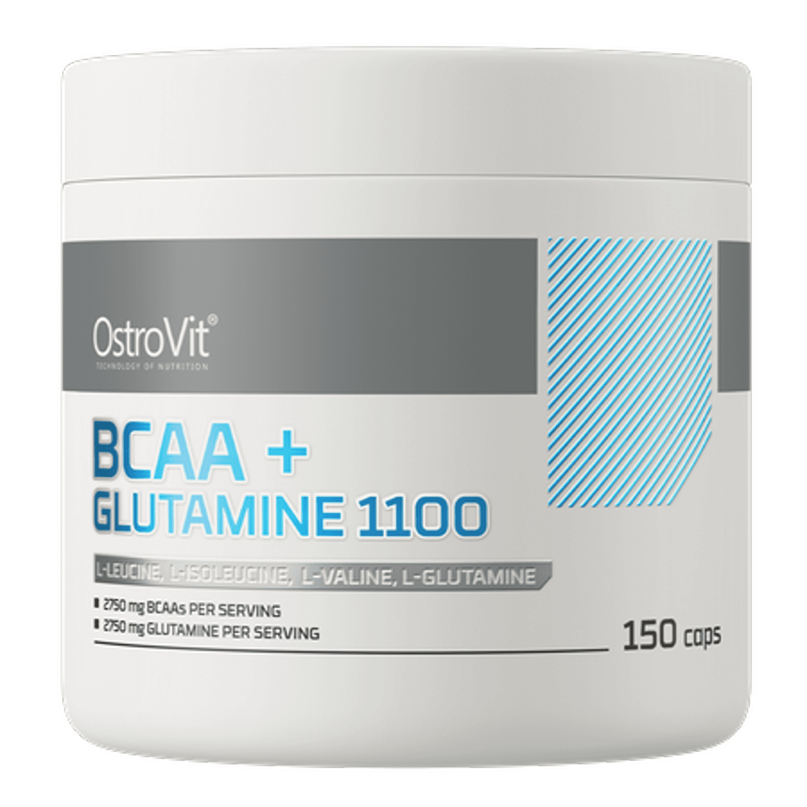 Aminokwasy BCAA + Glutamina OstroVit BCAA + Glutamine 1100mg 150kaps