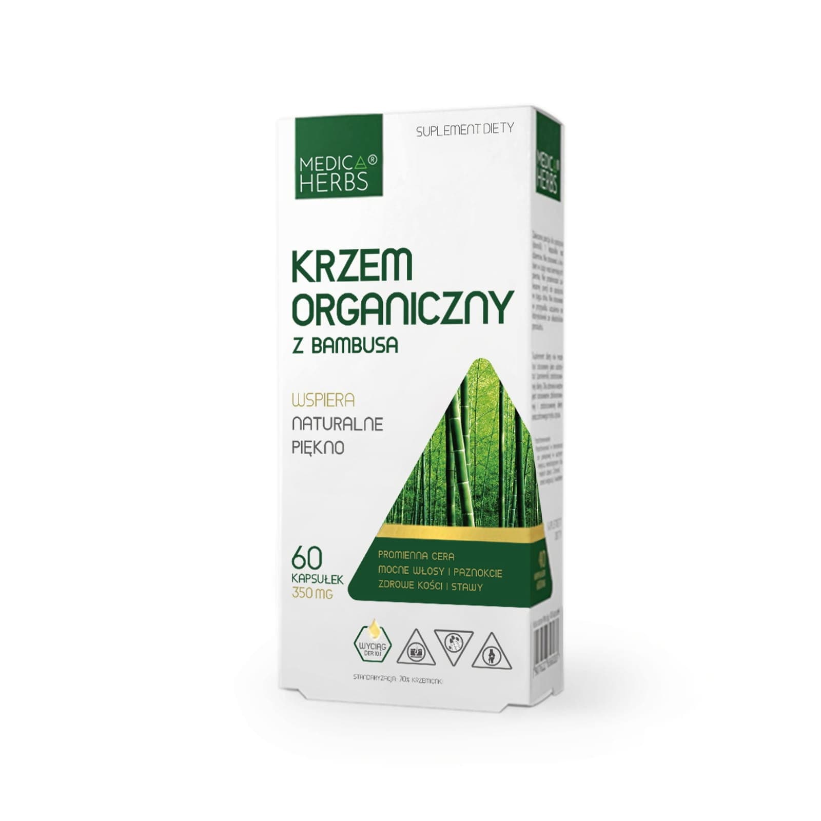 Wsparcie Włosów, Skóry, Paznokci Medica Herbs Krzem Organiczny z Bambusa 60kaps