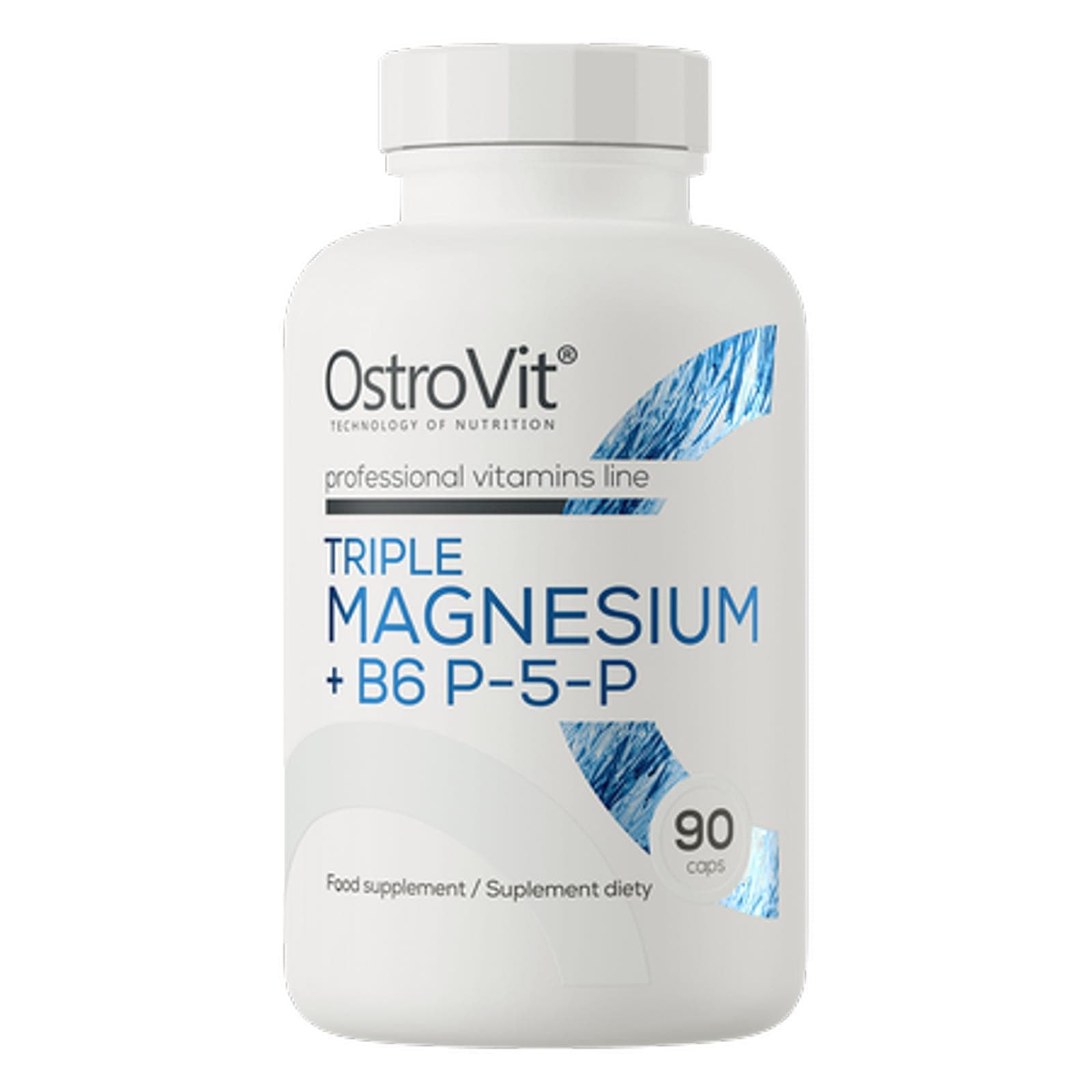 Witaminy i Minerały Magnez + Witamina B6 Ostrovit Triple Magnesium + B6 P-5-P 90kaps
