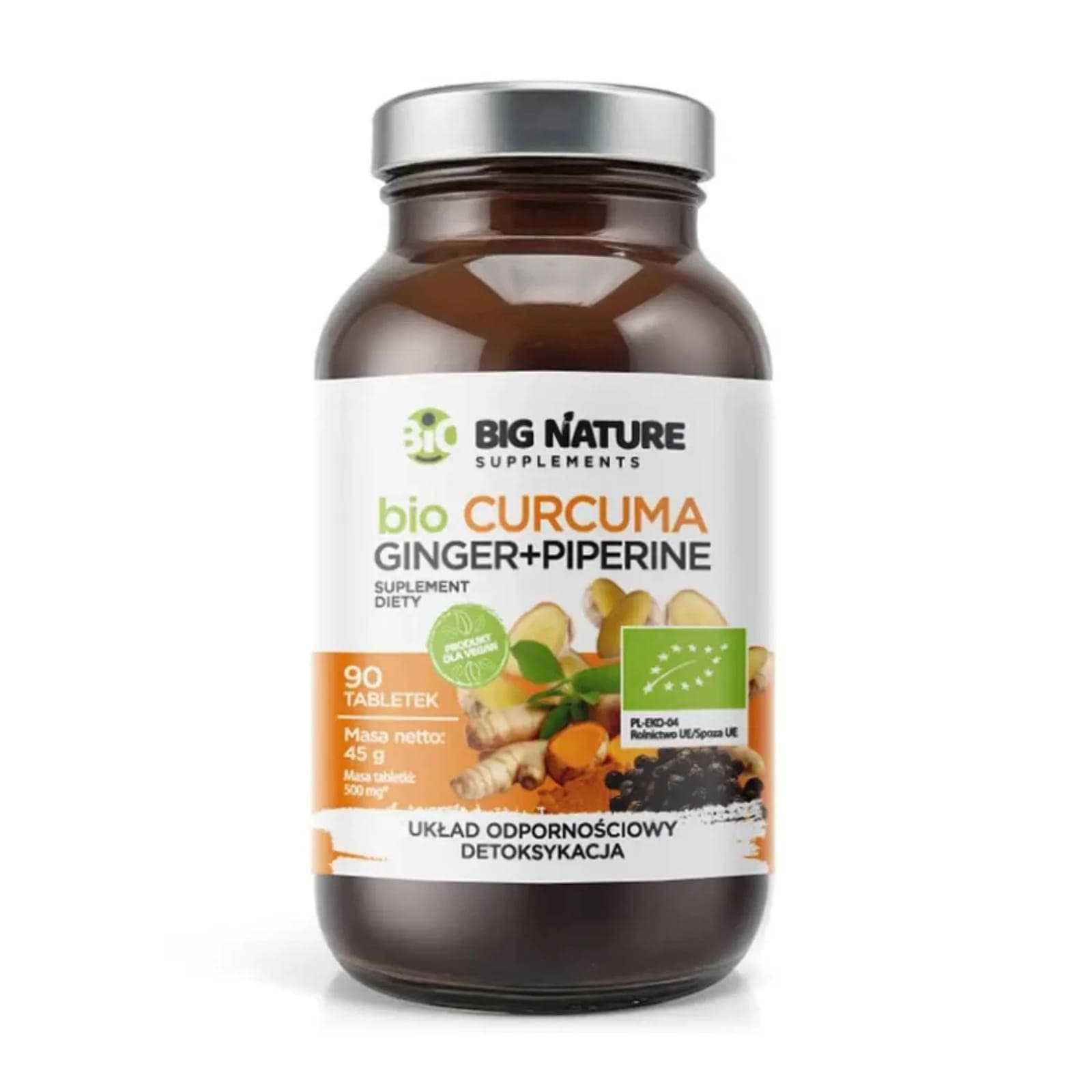 Wsparcie Odporności Big Nature Bio Curcuma Ginger+ Piperine 90tab