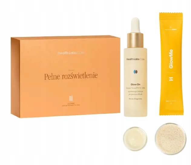 Zestaw Health Labs Care Pełne Rozświetlenie Serum TetraVIT C 10% Glow On + Kolagen GlowMe (ananas‑mango)