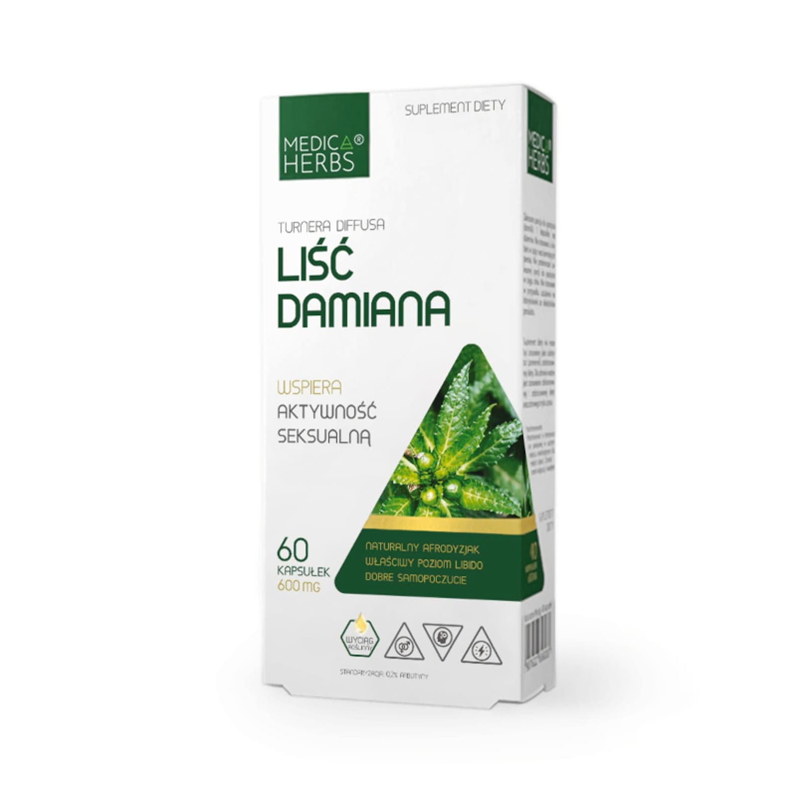 Wsparcie Witalności Medica Herbs Liść Damiana 60kaps