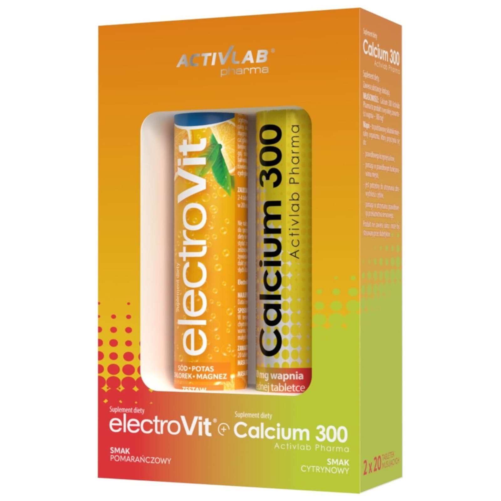 Minerały Elektrolity Activlab Electrovit pomarańcza + Calcium 300 2x20tab